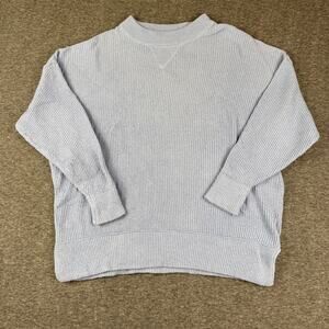 Aerie Oversized Knit Sweater Crewneck Small Drop Sleeve Baby Blue Comfy